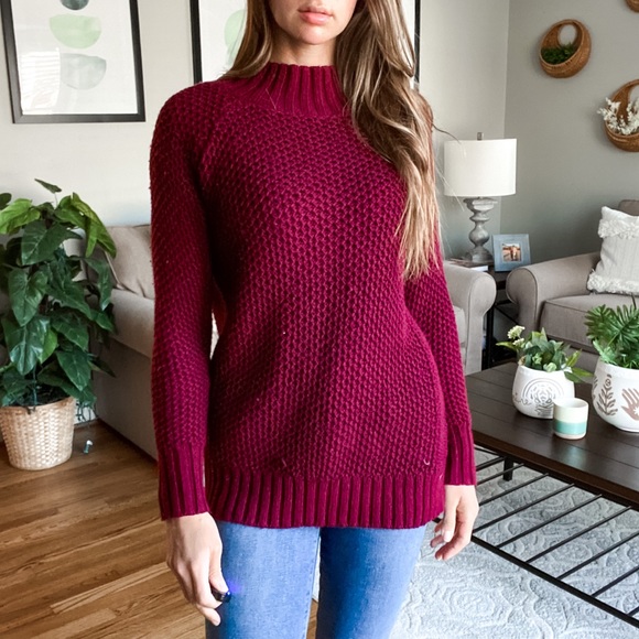 Burgundy Mock Neck Sweater 